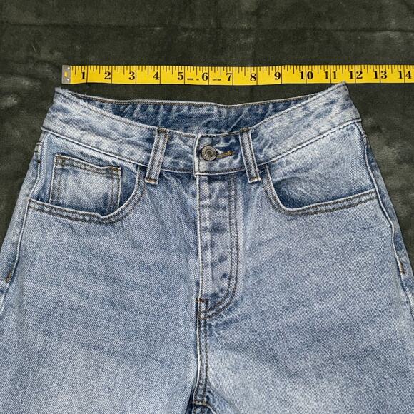 J.Galt Shanghai Jeans Women's XS Blue Denim 100% Cotton Frayed Hem Straight Leg - Picture 8 of 10